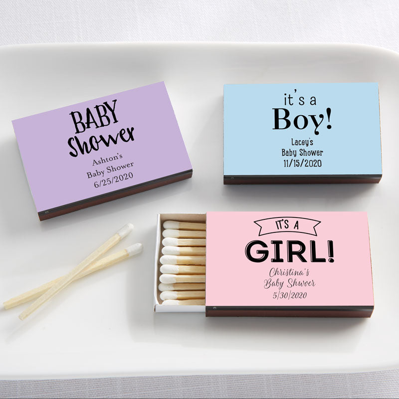 Personalized Black Matchboxes - Baby Shower (Set of 50)