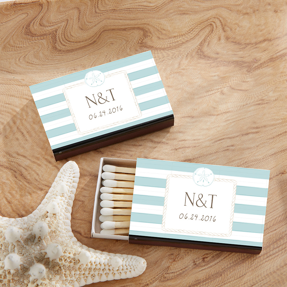 Personalized Black Matchboxes - Beach