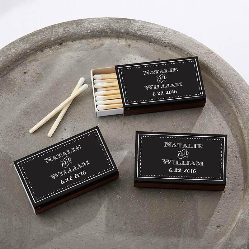 Personalized Black Matchboxes - Chalk (Set of 50)