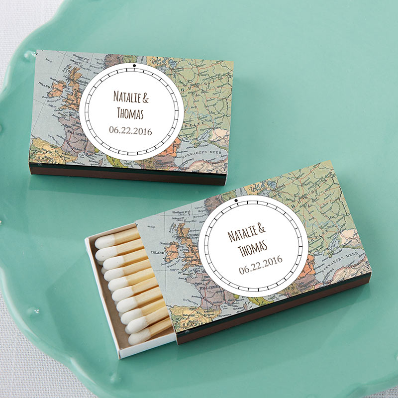 Personalized Black Matchboxes - Travel (Set of 50)