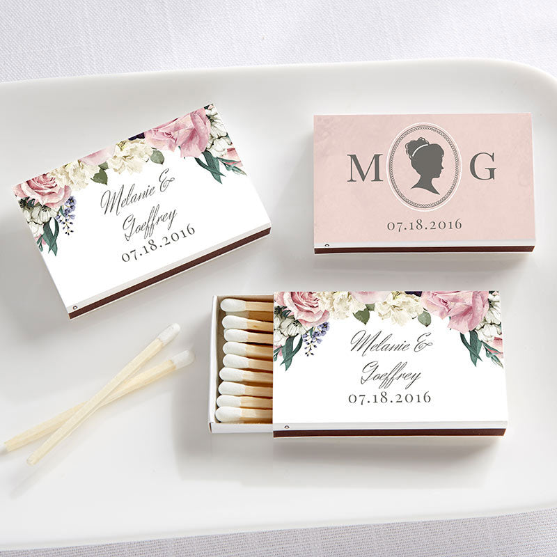 Personalized White Matchboxes - English Garden (Set of 50)