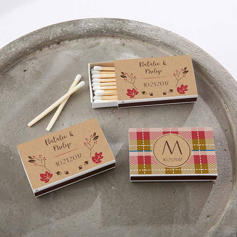 Personalized White Matchboxes - Fall (Set of 50)