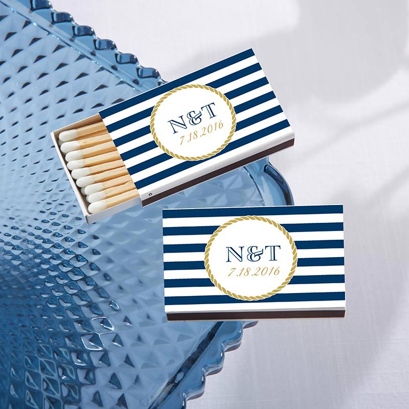 Personalized White Matchboxes - Nautical (Set of 50)