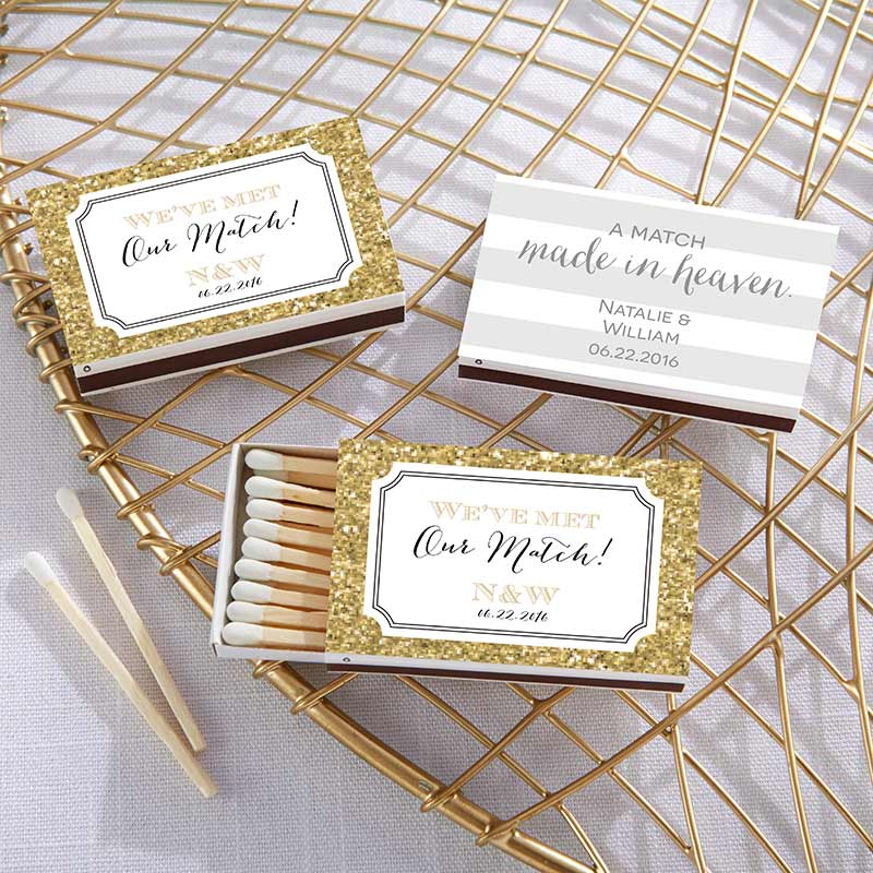 Personalized White Matchboxes - Wedding Day Designs (Set of 50)