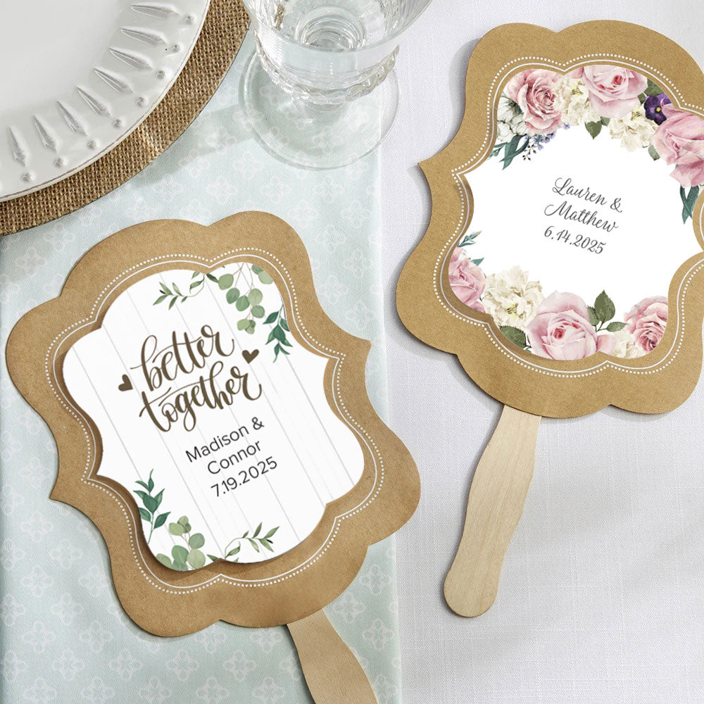 Wedding Fans Personalized Hand Fans Wedding Fan Favors Rustic Wedding  Favors Paddle Fans Ceremony Fans Floral Wedding (EB3204GDN) 24, pcs by Mod  Party