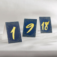 Thumbnail for Navy and Gold Foil Tented Table Numbers (1-18) Main Image, Kate Aspen | Table Numbers
