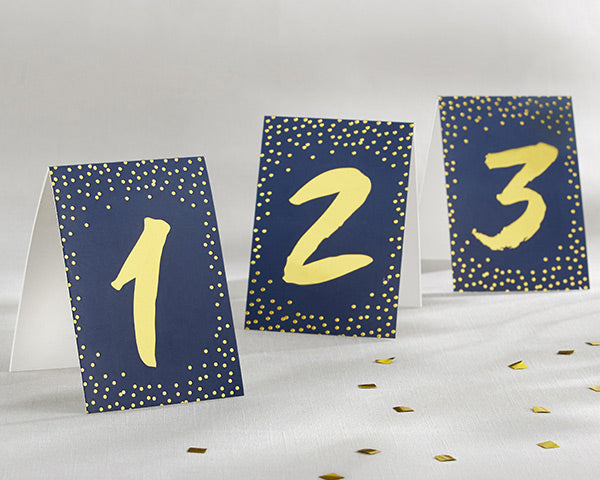 Navy and Gold Foil Tented Table Numbers (1-18) Alternate Image 2, Kate Aspen | Table Numbers