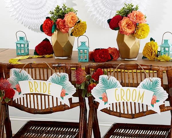 Tropical Chic Bride & Groom Chair Signs Alternate Image 2, Kate Aspen | Chair Signs
