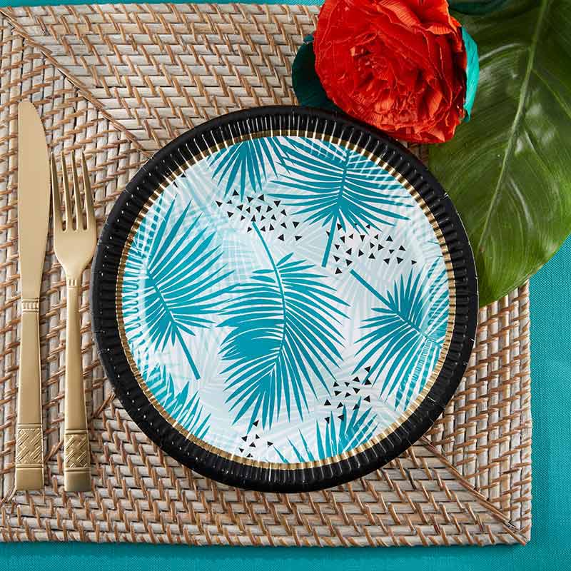 Tropical Chic 9 in. Premium Paper Plates (Set of 8) Main Image, Kate Aspen | Paper Plate