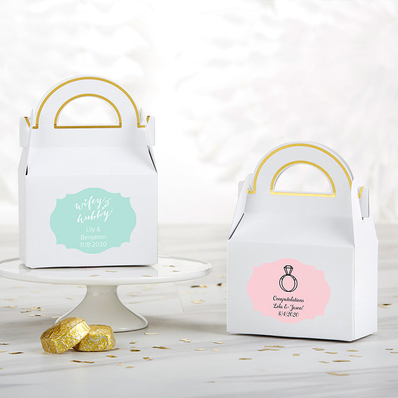 Personalized Gable Favor Box - Wedding (Set of 12)