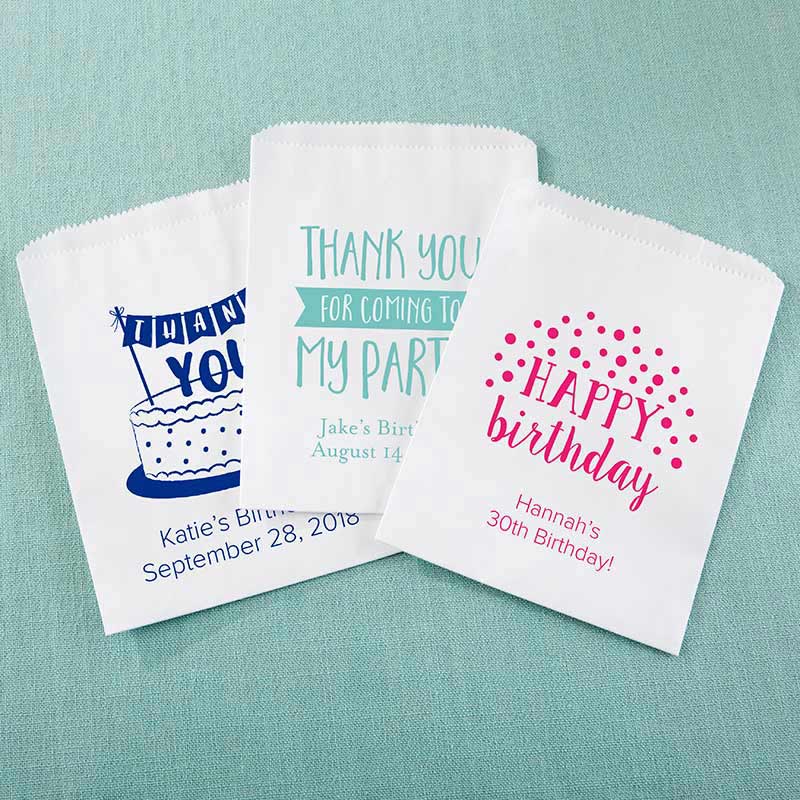 Personalized White Goodie Bag - Adult Birthday (Set of 12)