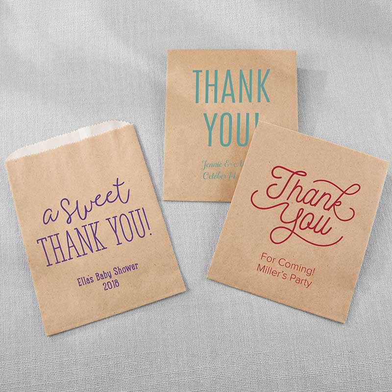 Personalized Kraft Goodie Bag - Thank You (Set of 12)