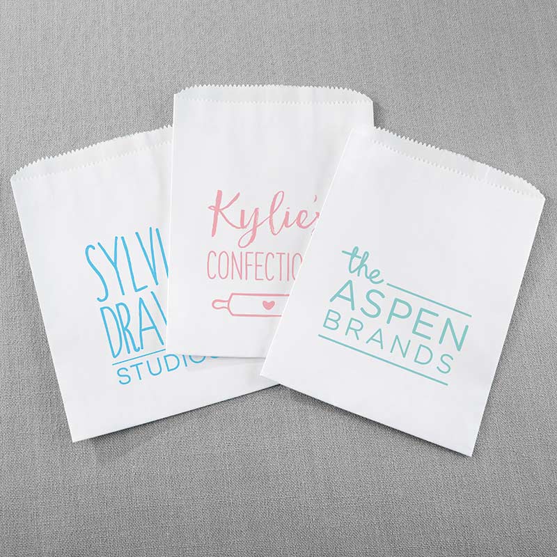 Personalized White Goodie Bags - Custom Design (Set of 12)