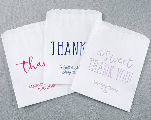 Personalized White Goodie Bag - Thank You (Set of 12)