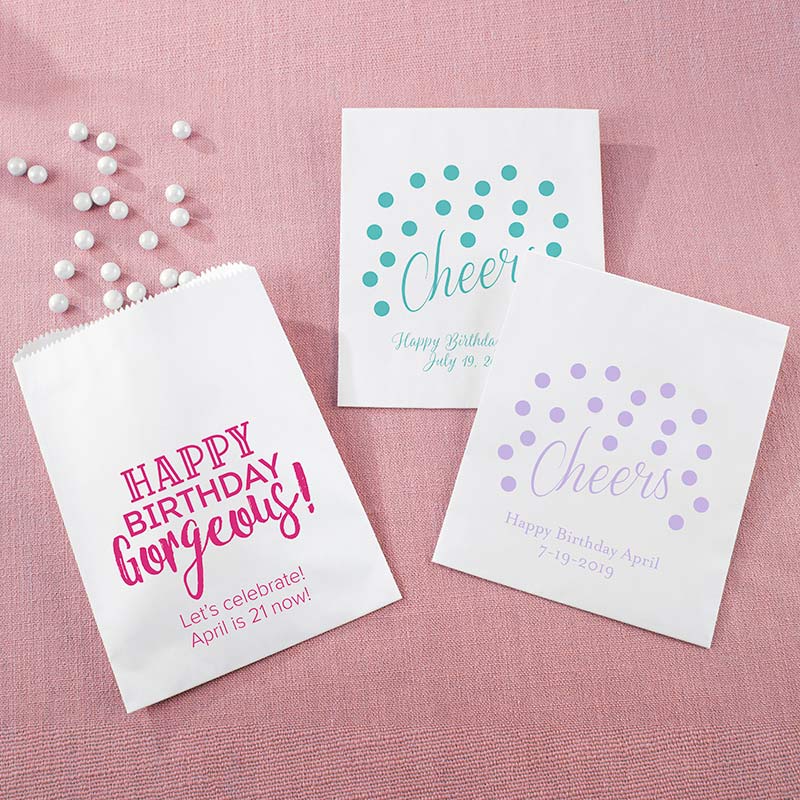 Personalized White Goodie Bag - Birthday For Her (Set of 12)