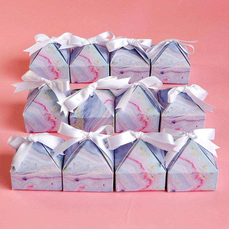 Marbleized Pyramid Favor Box (Set of 12)