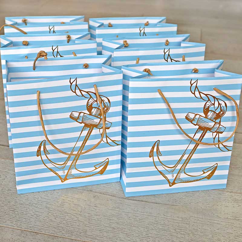 Nautical Anchor Striped Welcome Bag (Set of 6)
