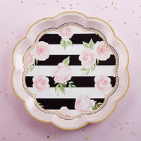Thumbnail for Floral Striped 9 in. Paper Plates (Set of 8)