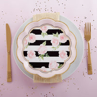 Thumbnail for Floral Striped 9 in. Paper Plates (Set of 8)