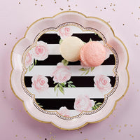 Thumbnail for Floral Striped 9 in. Paper Plates (Set of 8)