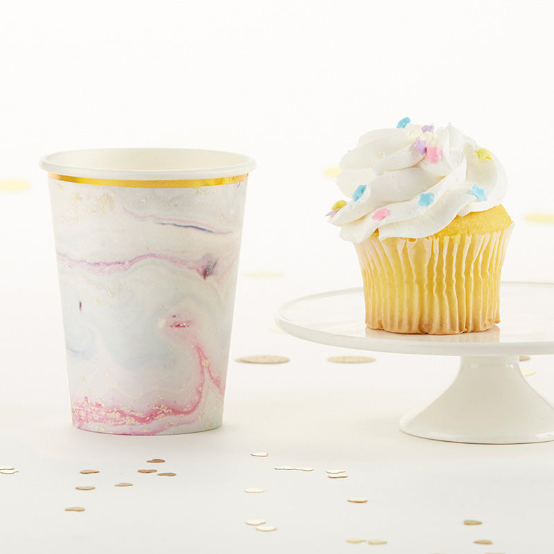 Marbleized 8 oz. Paper Cups (Set of 8)