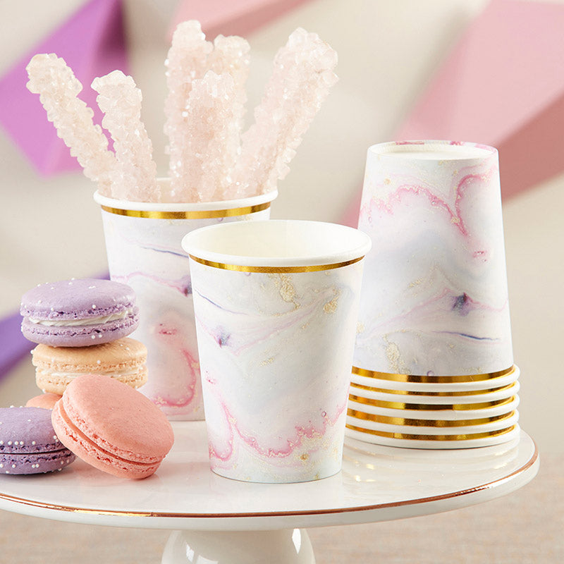 Marbleized 8 oz. Paper Cups (Set of 8)