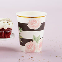 Thumbnail for Floral Striped 8 oz. Paper Cups (Set of 8)