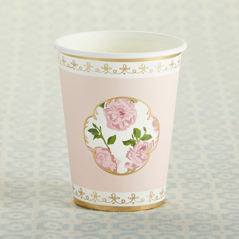 Tea Time Whimsy 8 oz. Paper Cups - Pink (Set of 8)