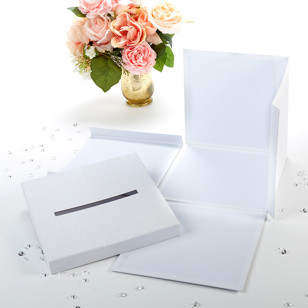White Glitter Collapsible Card Box