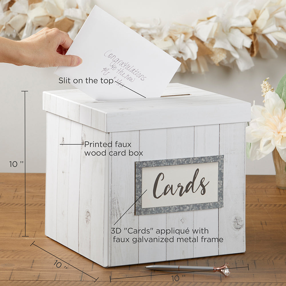 Acrylic Wedding Card Box, White / Gold Print