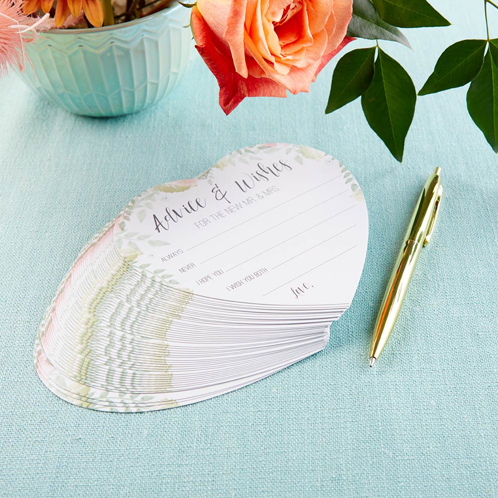 Floral Wedding Advice Card - Heart Shape (Set of 50)