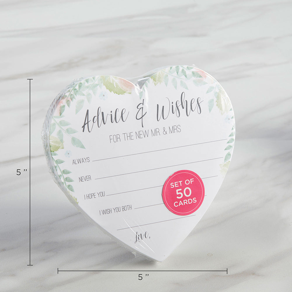 Floral Wedding Advice Card - Heart Shape (Set of 50)