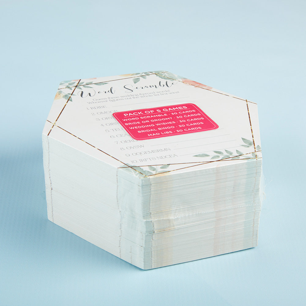 Geometric Floral Bridal Shower 5-Pack Game Card Set (30 sheets each)