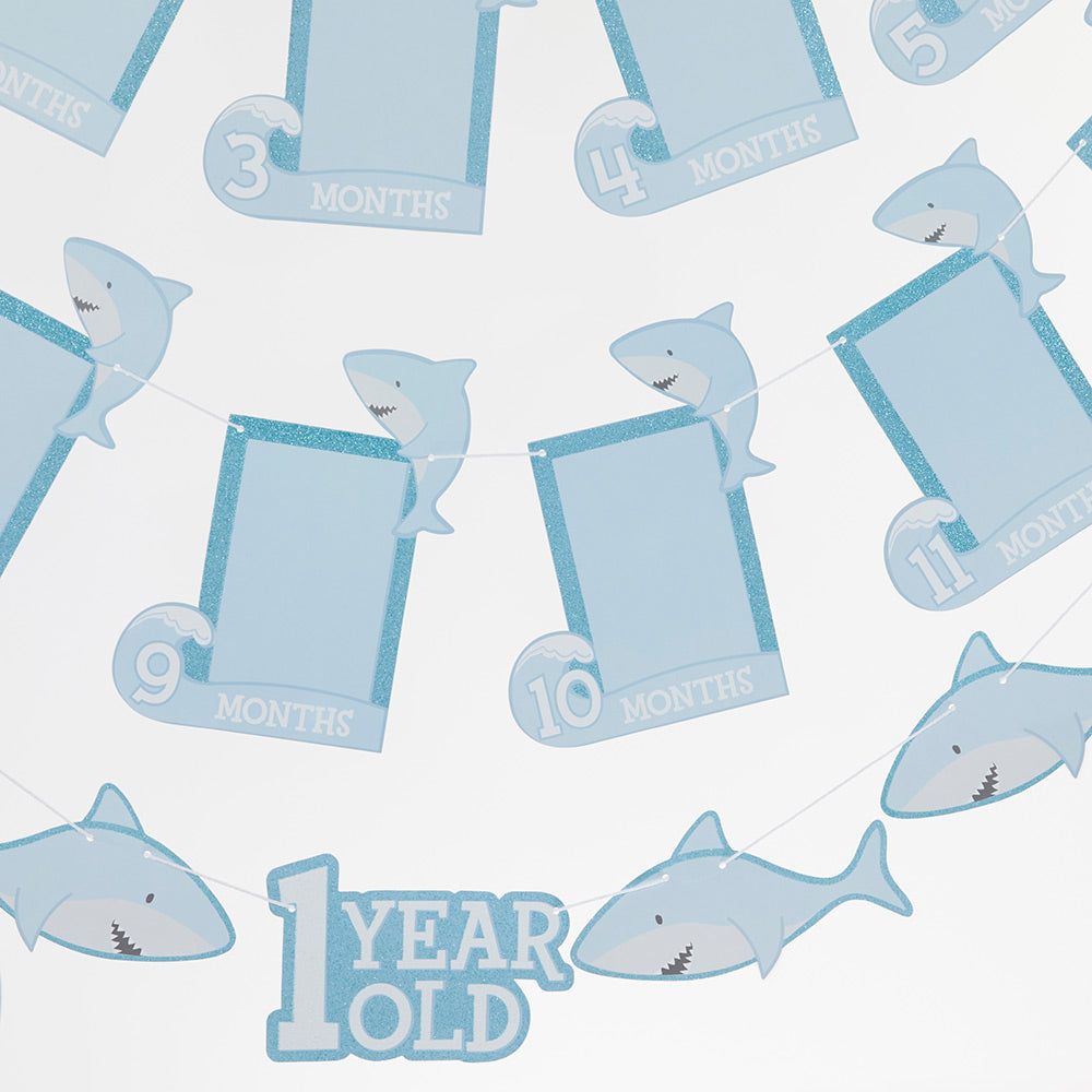 1st Birthday Milestone Photo Banner & Cake Topper - Shark Party Alternate Image 3, Kate Aspen | Party Kit