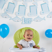 Thumbnail for 1st Birthday Milestone Photo Banner & Cake Topper - Shark Party Alternate Image 4, Kate Aspen | Party Kit