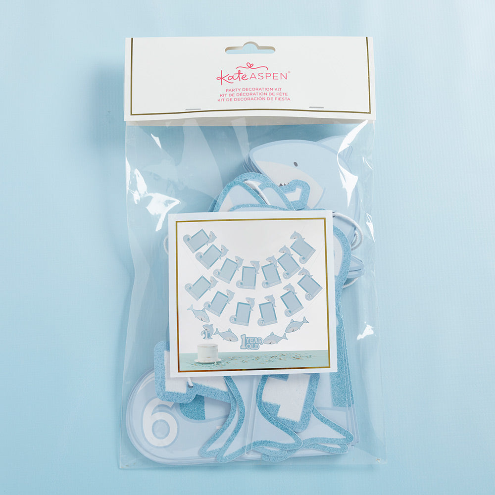 1st Birthday Milestone Photo Banner & Cake Topper - Shark Party Alternate Image 7, Kate Aspen | Party Kit