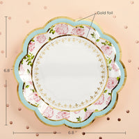 Thumbnail for Tea Time Whimsy 7 in. Premium Paper Plates - Blue (Set of 16) Alternate Image 2, Kate Aspen | Paper Plate