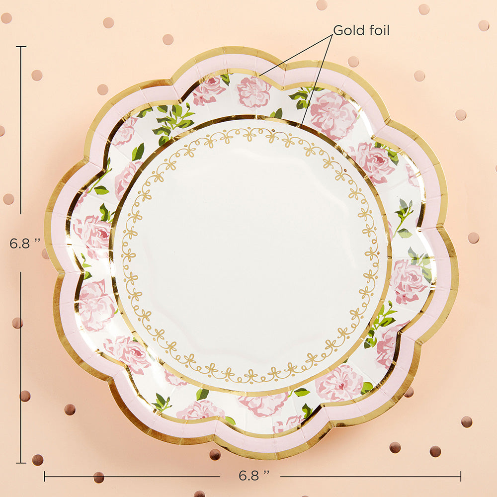 Tea Time Whimsy 7 in. Premium Paper Plates - Pink (Set of 16) Alternate Image 2, Kate Aspen | Paper Plate