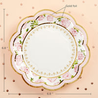 Thumbnail for Tea Time Whimsy 7 in. Premium Paper Plates - Pink (Set of 16) Alternate Image 2, Kate Aspen | Paper Plate