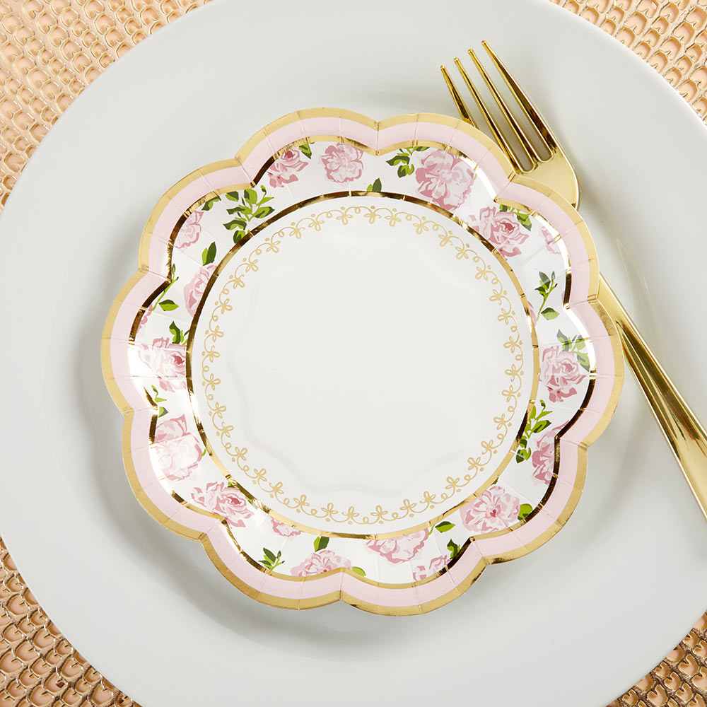 Tea Time Whimsy 7 in. Premium Paper Plates - Pink (Set of 16) Alternate Image 6, Kate Aspen | Paper Plate
