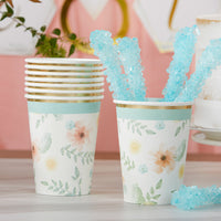 Thumbnail for Geometric Floral 8 oz. Paper Cups (Set of 16) Main Image, Kate Aspen | Cups