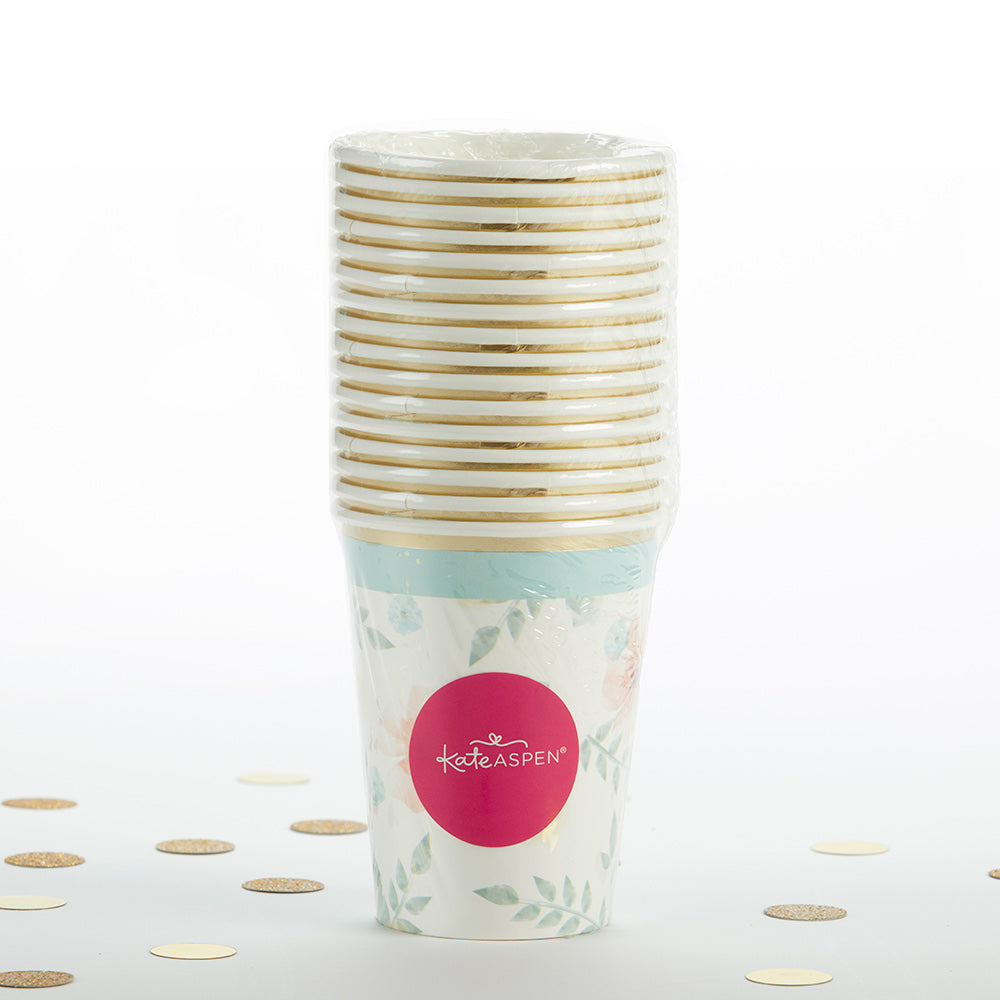 Geometric Floral 8 oz. Paper Cups (Set of 16) Alternate Image 2, Kate Aspen | Cups