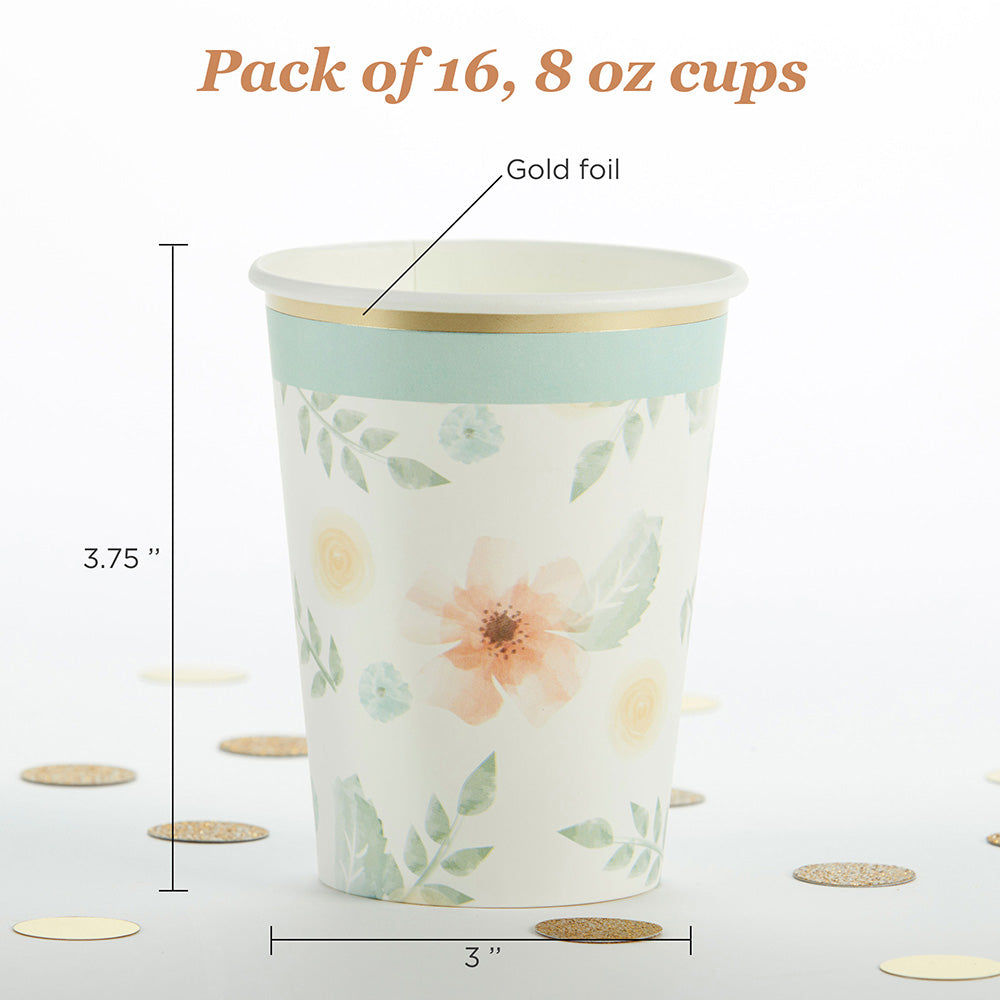 Geometric Floral 8 oz. Paper Cups (Set of 16) Alternate Image 6, Kate Aspen | Cups