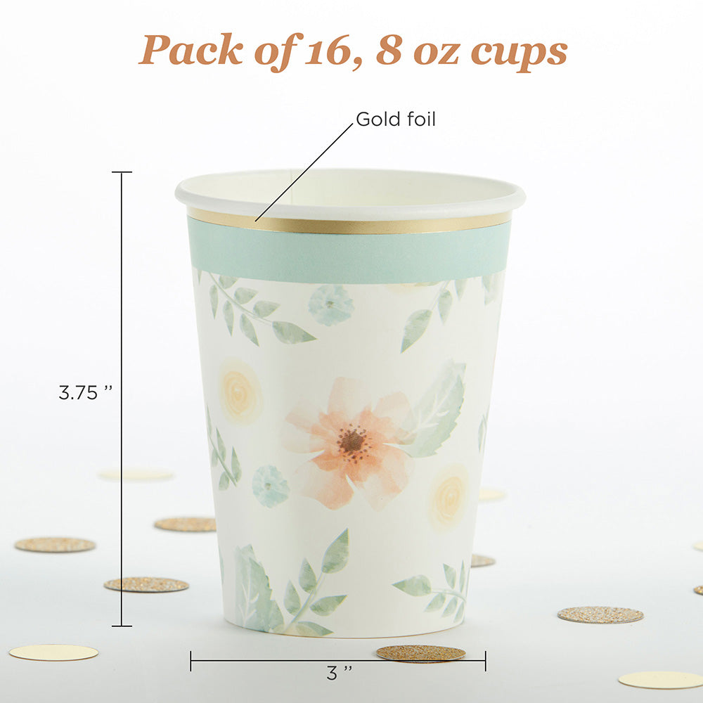 Geometric Floral 8 oz. Paper Cups (Set of 16)