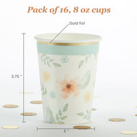 Thumbnail for Geometric Floral 8 oz. Paper Cups (Set of 16) Alternate Image 6, Kate Aspen | Cups