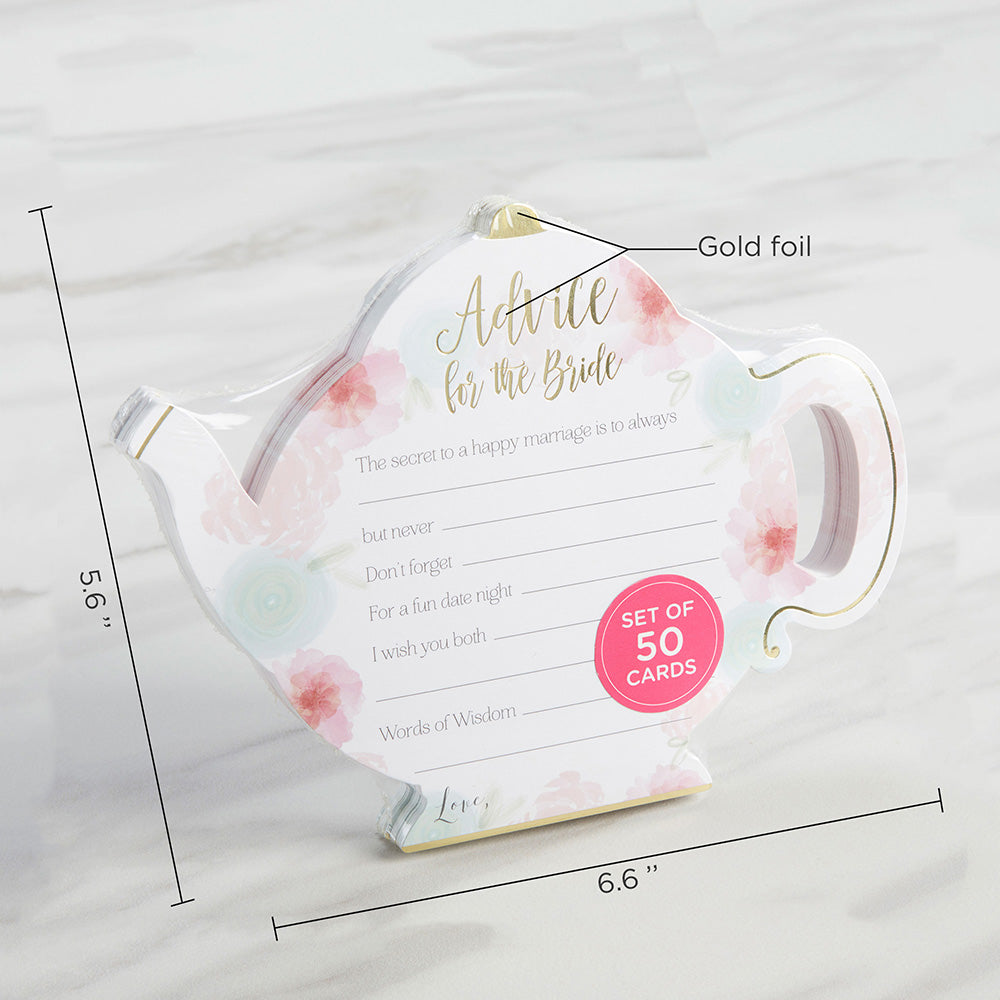 Floral Wedding Advice Card - Teapot Shape (Set of 50)