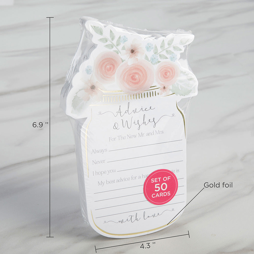 Floral Wedding Advice Card - Mason Jar (Set of 50)