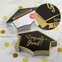 Thumbnail for Graduation Advice Card - Gold Glitter Cap Shape (Set of 50)