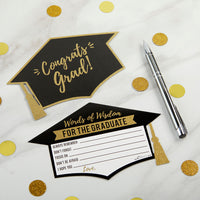 Thumbnail for Graduation Advice Card - Gold Glitter Cap Shape (Set of 50)