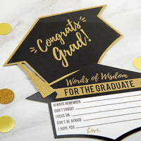 Thumbnail for Graduation Advice Card - Gold Glitter Cap Shape (Set of 50)